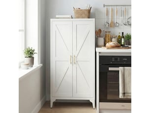 Armoire métallique blanche 2 portes avec étagères réglables, rangement cuisine et bureau