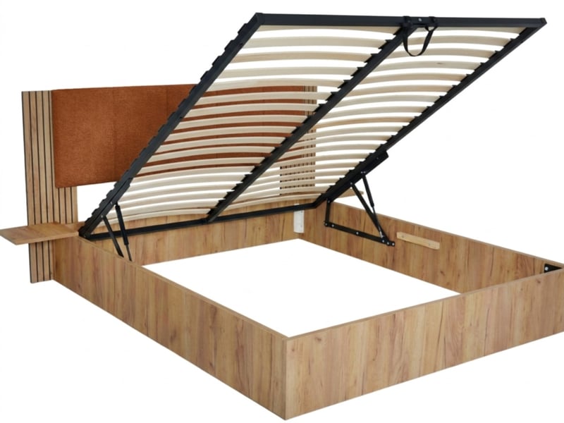 Bobochic lit coffre isya avec chevets intégrés orange 180x200 ISYA - Conforama A