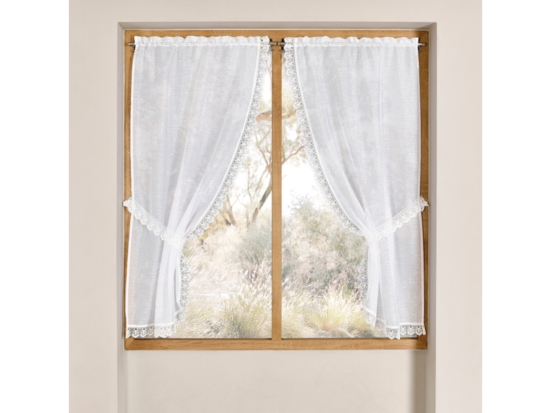 Paire de vitrages bonne femme avec finition macramé 65x160 cm - Conforama A