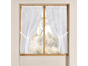 Paire de vitrages bonne femme avec finition macramé 65x160 cm