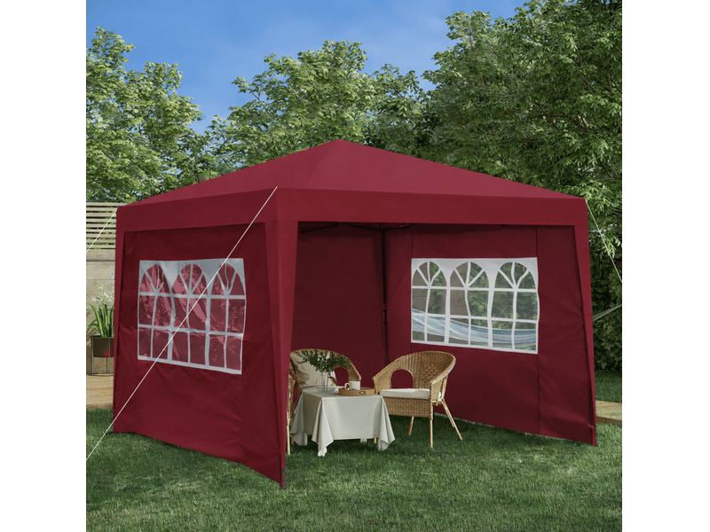  Abri pliant 3 x 3 m bordeaux en acier, avec 4 parois latérales, protection uv 50+ pour jardin et camping  - Conforama B