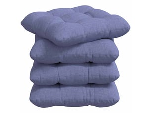 Lot de 4 coussins de siège, coussins décoratifs tissu bleu denim 45 x 45 x 12 cm cf59959
