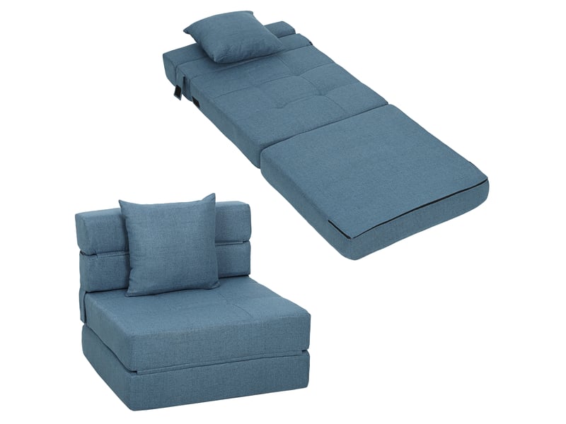  Fauteuil convertible 1 place avec coussin tissu bleu foncé 70 x 70 x 61 cm  - Conforama A