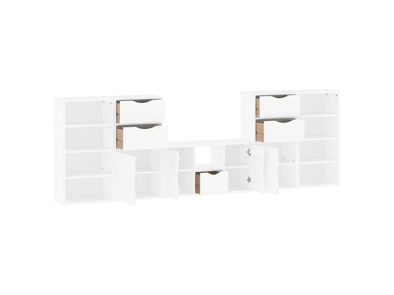  Lot de 5 meubles tv modulaires avec rangement élégant 79 x 24 x 40 cm en bois de pin massif blanc 02_0055985  - Conforama C