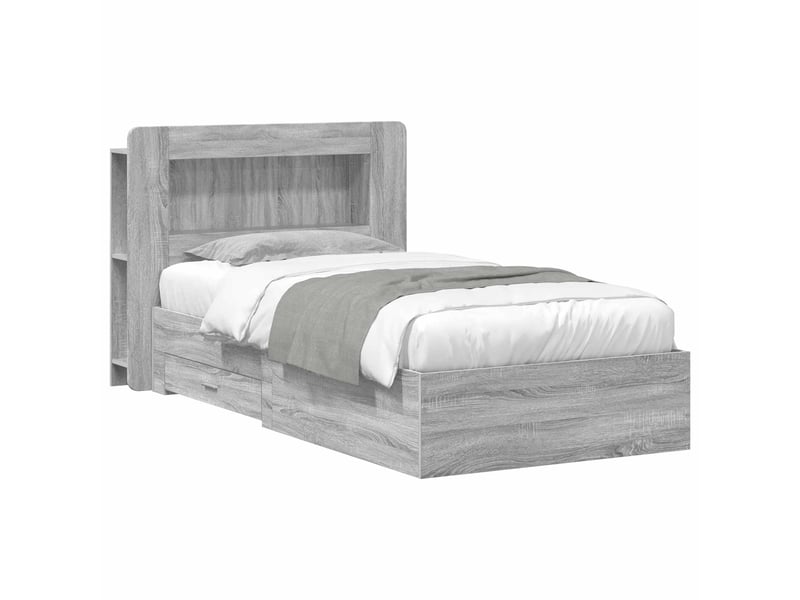  Lit simple- lit adulte -  cadre de lit avec rangement sonoma gris 80 x 200 cm  - Conforama A