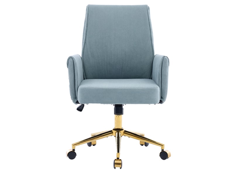  Chaise de bureau réglable en hauteur, dossier mi-haut, tissu velours rayé, forme ergonomique – idéale pour le travail, les études ou la détente.  - Conforama A