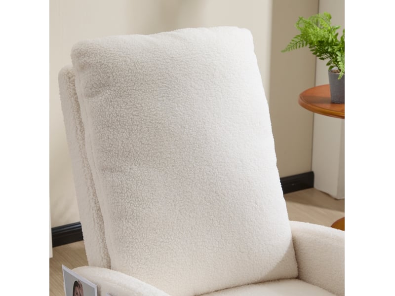  Fauteuil à bascule avec repose-pieds 75x63x104 cm en tissu bouclette blanc  - Conforama D