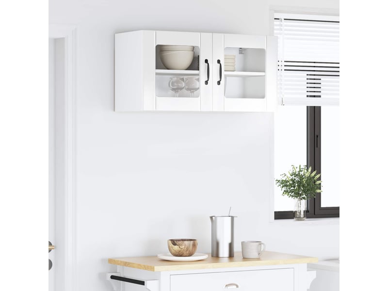  Meuble mural de cuisine, cabinet en verre mural blanc brillant 80x31x40cm shl2939  - Conforama D