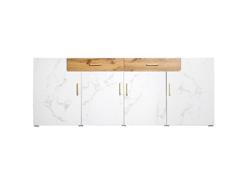 Buffet 4 porte(s) 2 tiroir(s) - 208 cm blanc panneau de particules buffet blanc - Conforama A