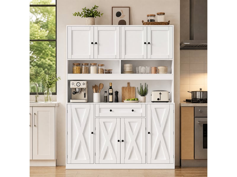 Meuble de cuisine muvano, buffet de cuisine avec plan de travail et prise électrique, 140 × 40 × 185 cm - Conforama B