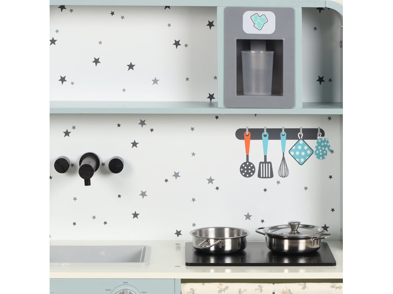 Cuisine enfant bleue en bois et plastique avec micro-ondes, accessoires et effets interactifs dès 3 ans - Conforama E