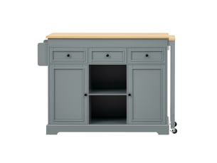 Îlot de cuisine sur roulettes extensible 112-188 cm, îlot central mobile avec étagère à épices et tiroirs, gris