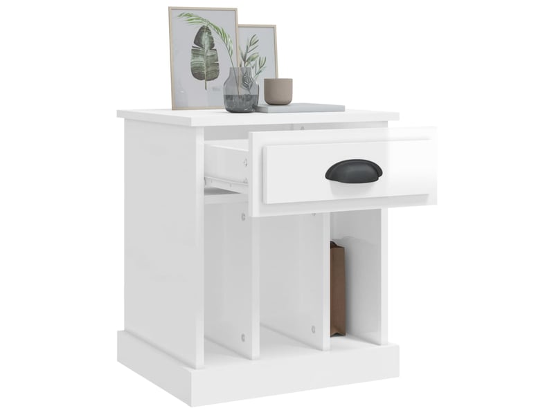  Lot de 2 tables de chevet - cabinet de chevet - table de nuit blanc brillant 43x36x50 cm  - Conforama D