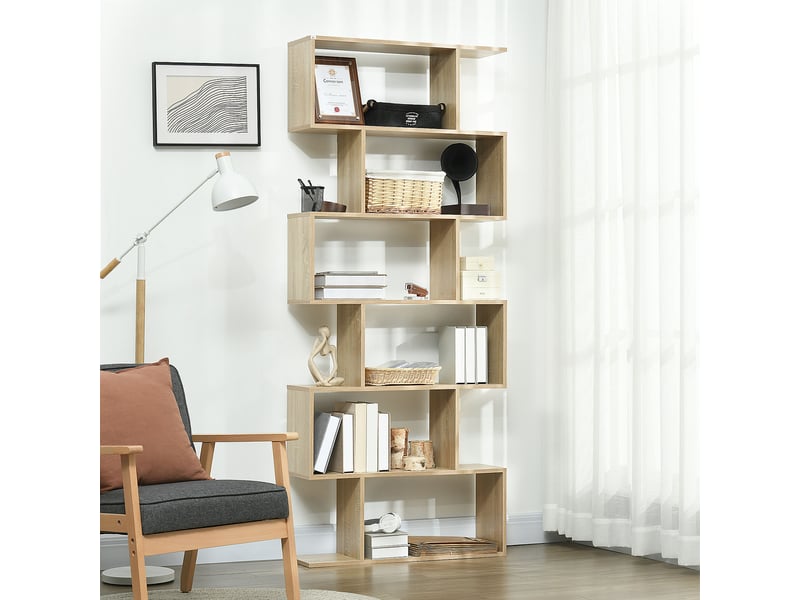  Bibliothèque moderne à 6 étagères pour salle à manger, salon ou bureau, 80 x 23 x 192 cm, chêne  - Conforama C