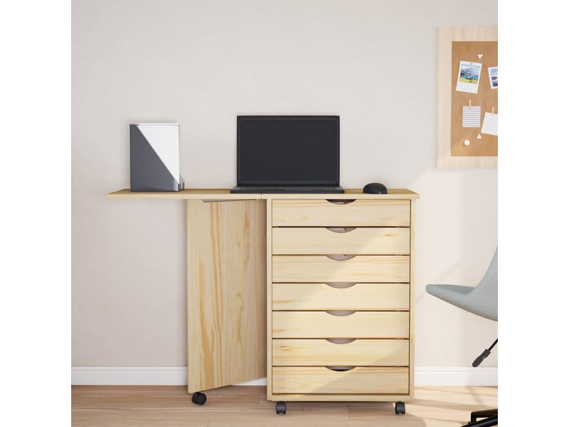  Caisson roulant avec bureau avec roue moss vernis transparent  - Conforama C