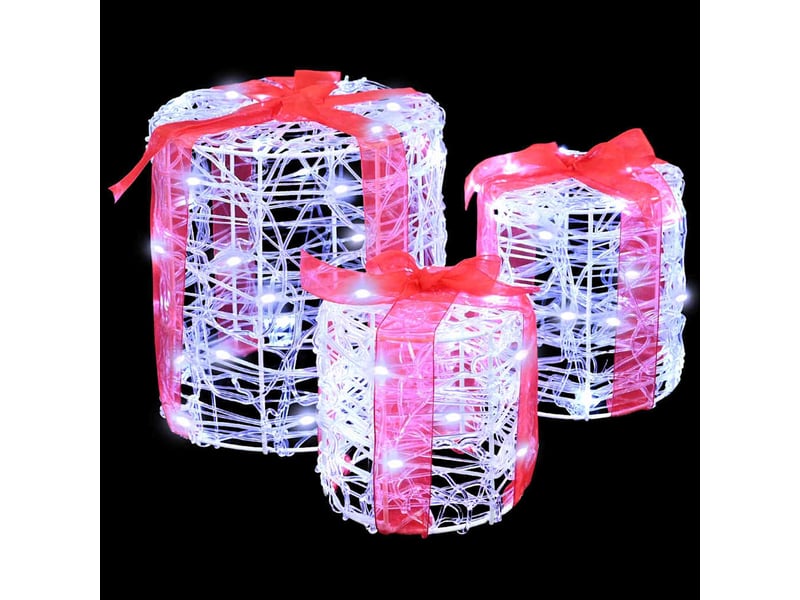  Décoration de boîte cadeau 3 pc blanc froid 20 x 20 x 21 cm cf61906  - Conforama E