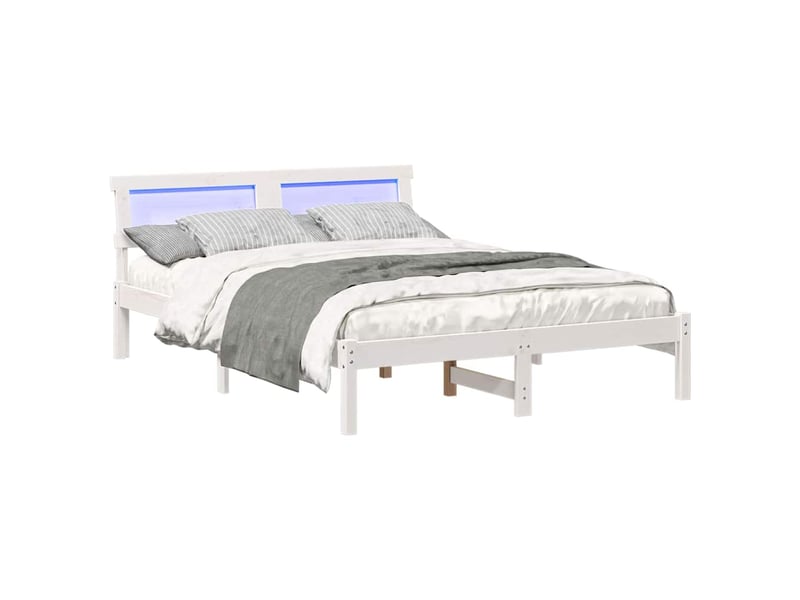  Lit double- lit adulte -  cadre de lit blanc 140 x 190 cm bois massif en pin  - Conforama B