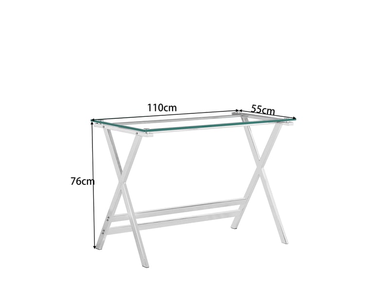  Bureau 110x55x76 cm en verre trempé transparent  - Conforama C