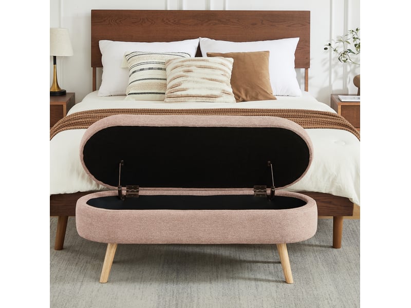  Banc de rangement 110x40x42 cm rose, coffre ventilé avec pieds antidérapants pour chambre et entrée  - Conforama B