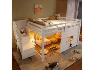 Lit mezzanine 140x200 cm <strong>SAPGAKS</strong> <strong></strong> coloris blanc