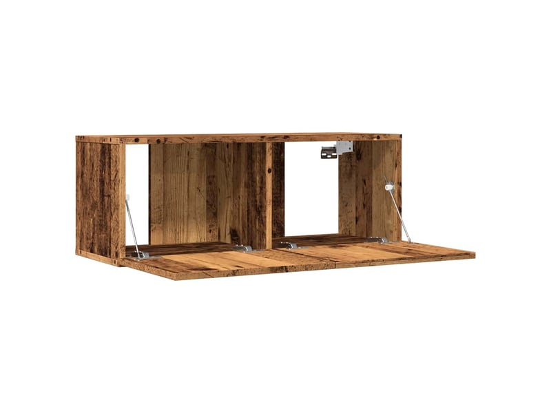  Lot de 2 meuble tv mural, meuble tv suspendu vieux bois 80x30x30 cm  - Conforama D