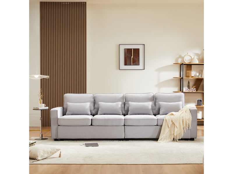  Canapé 4 places, canapé de salon – avec accoudoirs, pour salon, en lin, pour appartement  - Conforama A