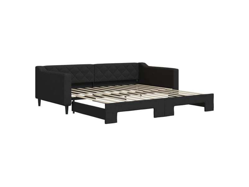 Lit simple- lit adulte - lit de jour avec gigogne sans matelas noir 100x200 cm - Conforama A