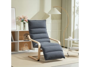 Fauteuil salon, fauteuil d'appoint rembourré en velours, repose-pieds réglable, structure acier, 67x93x105cm, gris foncé