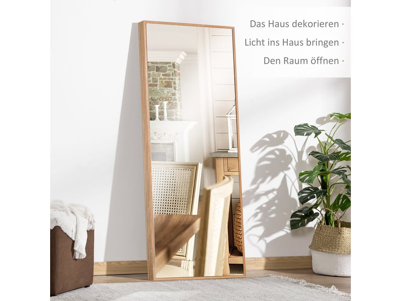  Miroir mural pleine longueur - dimensions 125x45 cm - cadre en bois naturel - montage mural ou appuyé 45x48x125cm - Conforama D