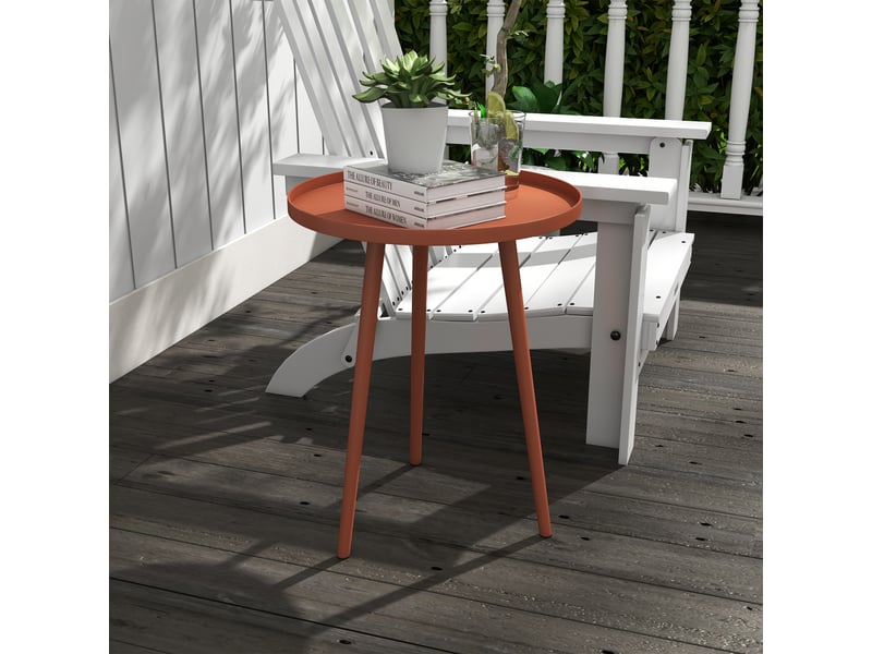 Table basse de jardin ronde, table d'appoint acier rouge 40x40x50cm  - Conforama D