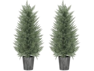 Lot de 2 cyprès artificiels 15 x 15 x 90 cm – vert – feuillage réaliste résistant aux uv, en pot décoratif