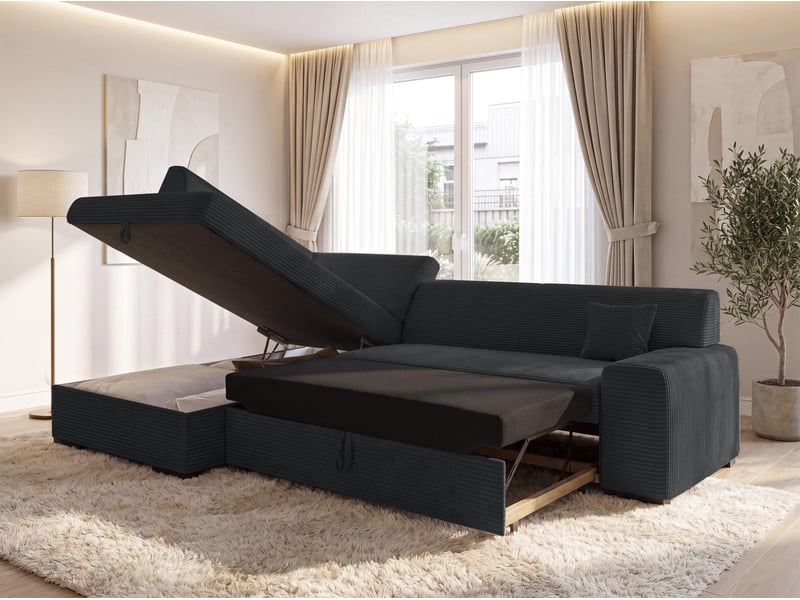 Canapé d'angle convertible lucera 260 cm avec coffre – noir Lucera - Conforama C