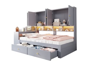 Lit coffre 90x200 cm <strong>MODENUIT </strong> <strong></strong> coloris gris