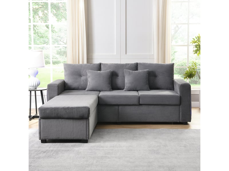  Canapé modulable, canapé 3 places, led, design moderne, pour salon, avec pouf, format adapté au salon, pour intérieur  - Conforama D