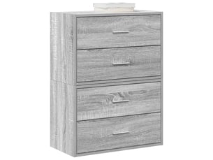 Lot de 2 armoire à tiroirs, commode avec 4 tiroirs sonoma gris bois d'ingénierie