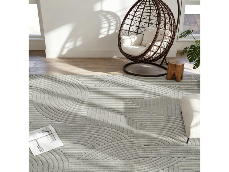 Tapis de salon 160 × 120 cm à poils longs, épais, doux, antidérapant, motif géométrique - Conforama E