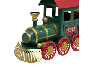 Train de noël en métal rouge et vert l. 81 cm