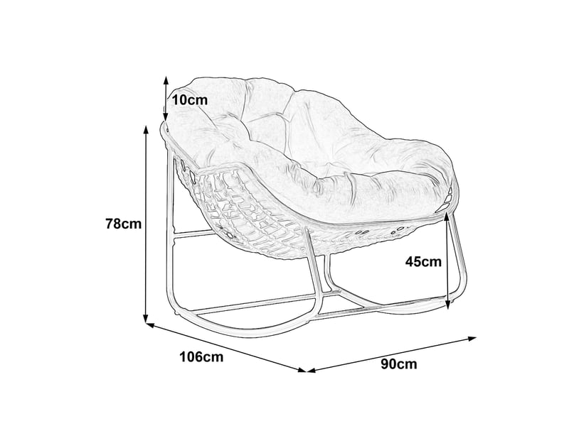  Chaise à bascule d'extérieur 78x106x90 cm dossier courbé métal olive  - Conforama C