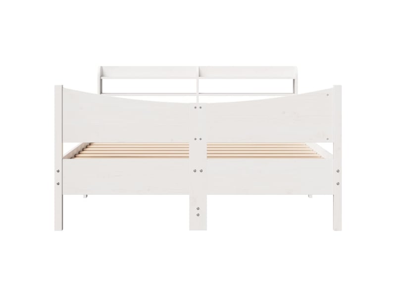  Lit double- lit adulte -  cadre de lit avec tête de lit blanc 140x200 cm bois pin massif  - Conforama C