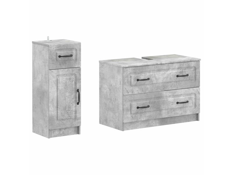 Ensemble de 2 meubles de salle de bain utrecht gris béton cf63215 - Conforama A