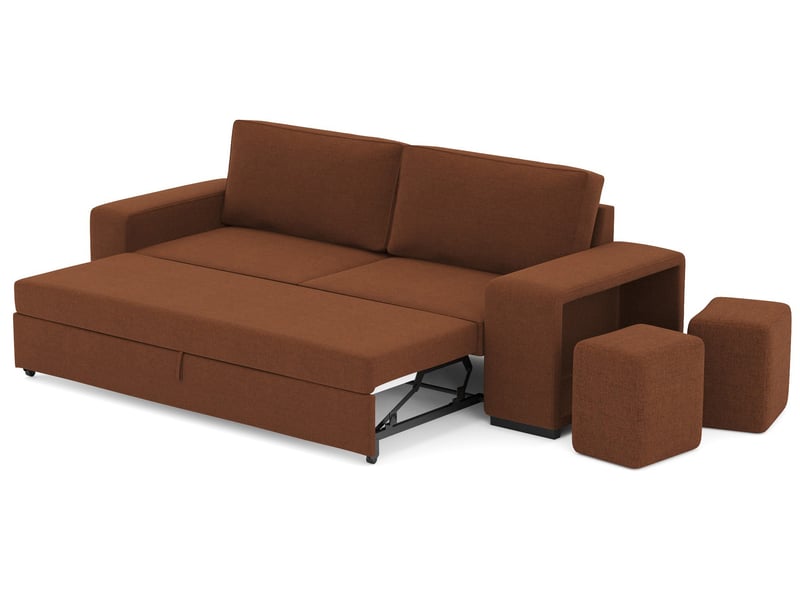 Canape droit convertible 3 places ZACK coloris terracotta - Conforama L