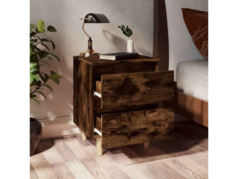  Table de chevet - cabinet de chevet - table de nuit avec pieds en bois chêne fumé 40x35x50 cm  - Conforama B