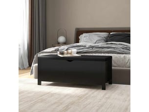 Boîte de rangement, coffre de rangement avec coussin noir 105x40x45 cm aggloméré