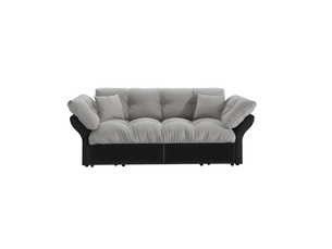Canapé convertible 3-en-1 2 places en velours gris clair avec 2 coussins – 190 x 85 x 91 cm