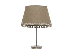 Fabrilamp ada grande lampe à poser marron et sable, abat-jour en toile de jute à franges, 1 x e27, 63 cm