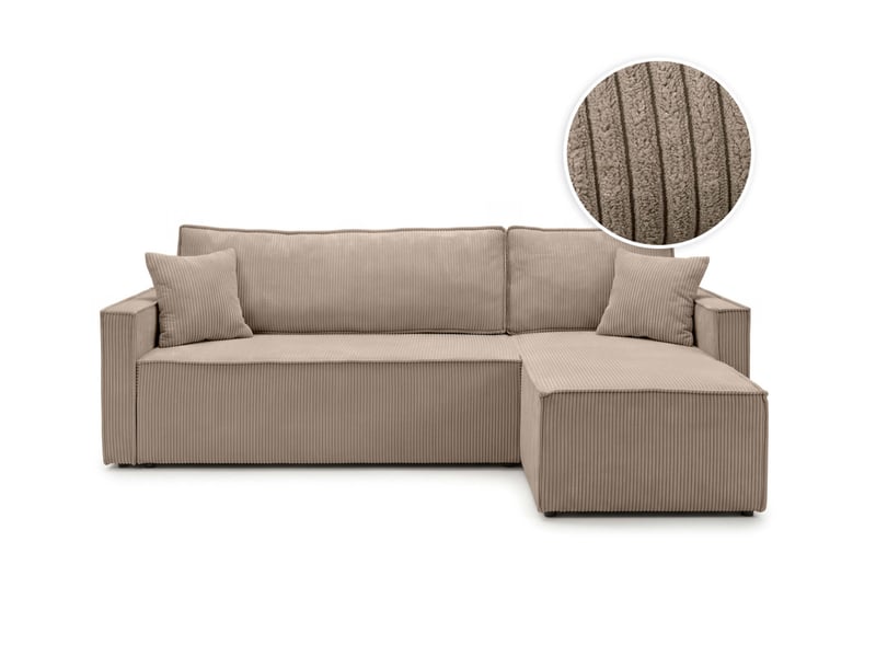  Farah - canapé d'angle reversible convertible 4 places accoudoirs slim velours cotelé  - Conforama A