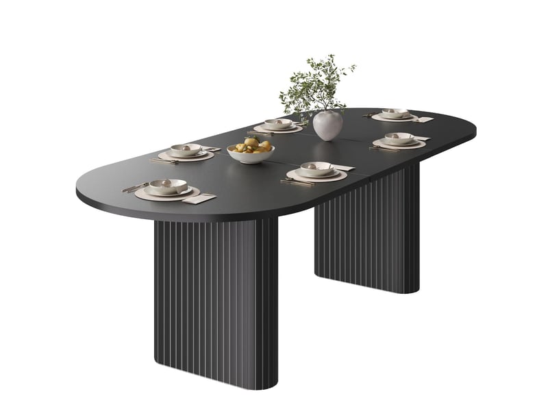  Table à manger extensible ovale en mdf et métal noir 120-160x80x75.5 cm N620CZ260520S - Conforama B