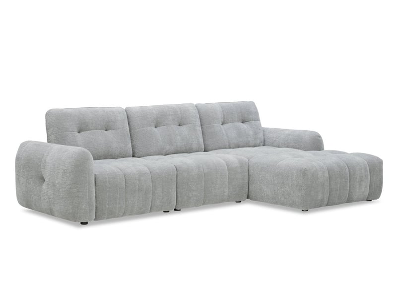 Canapé d'angle en velours tissé gris clair avec dossier réglable adonis - angle droit KF8618-2M-GRICL - Conforama D