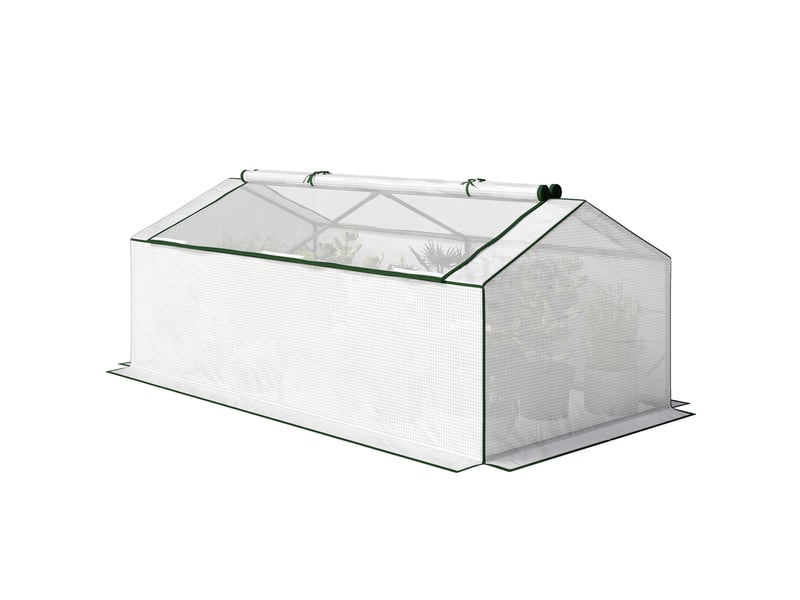 Serre avec fenêtre, film de maille pe, serre d'hivernage en aluminium, serre chaude 180 x 90 x 70 cm blanche - Conforama B