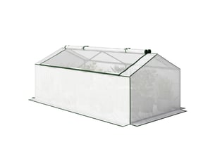 Serre avec fenêtre, film de maille pe, serre d'hivernage en aluminium, serre chaude 180 x 90 x 70 cm blanche